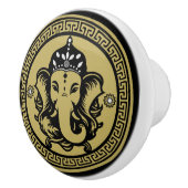 Ganesha Themed Hindu Art Print Keramikknauf (Rechts)