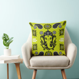Ganesha Themed Hindu Art Print Kissen