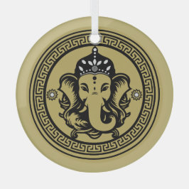 Ganesha Themed Hindu Art Print Ornament Aus Glas