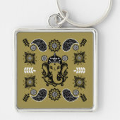 Ganesha Themed Hindu Art Print Schlüsselanhänger (Vorne)
