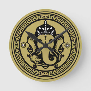 Ganesha-Themen-Hindu-Kunst-Druck Runde Wanduhr