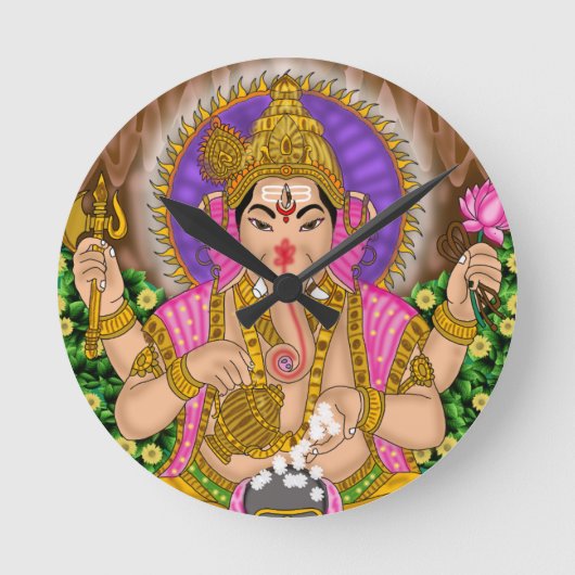 Ganesha-Uhr Runde Wanduhr (Vorderseite)