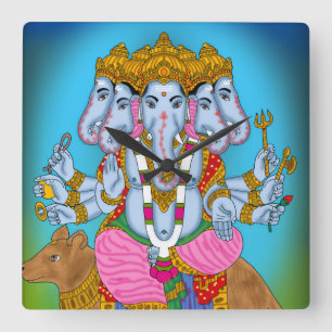 Ganesha-Uhr & Wandkunst für den Hausgebrauch Quadratische Wanduhr
