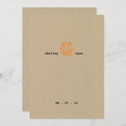 Ganesha Wedding Einladung (Vorne/Hinten)