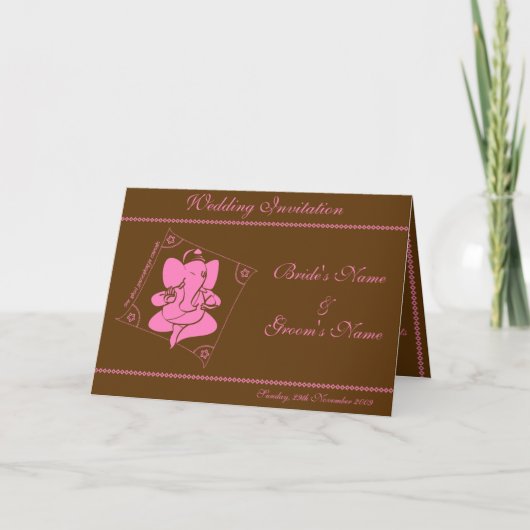 Ganesha Wedding Einladung Schokolade Pink (Vorderseite)
