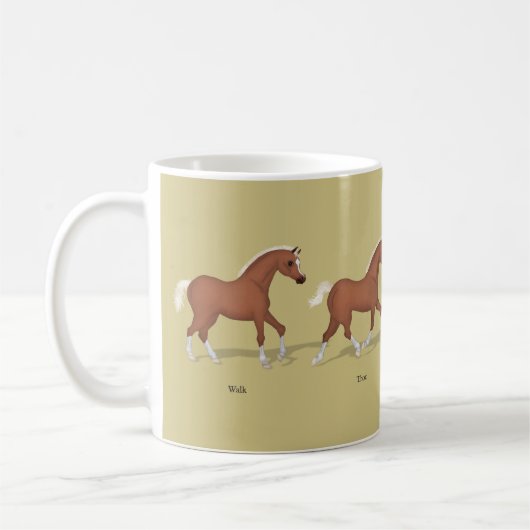 Gänge des Pferdesorrel Foals, individuell anpassba Kaffeetasse (Links)