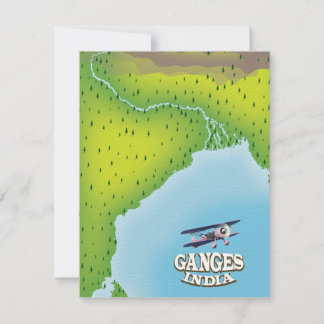 Ganges India kartografisches Reiseplakat