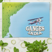 Ganges India kartografisches Reiseplakat Geschirrtuch (Gefaltet)
