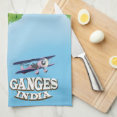 Ganges India kartografisches Reiseplakat Geschirrtuch (Viertel Falte)