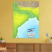 Ganges India kartografisches Reiseplakat Leinwanddruck (Insitu (Wohnzimmer))