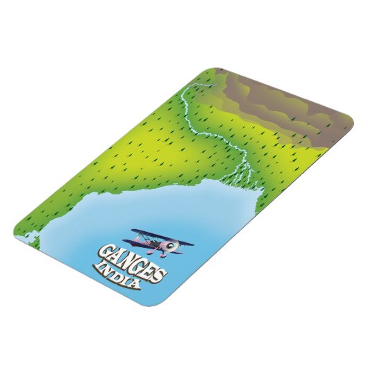 Ganges India kartografisches Reiseplakat Magnet (Linke Seite)