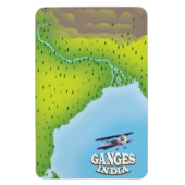 Ganges India kartografisches Reiseplakat Magnet (Vertikal)