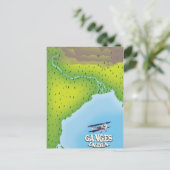 Ganges India kartografisches Reiseplakat Postkarte (Stehend Vorderseite)
