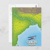 Ganges India kartografisches Reiseplakat Postkarte (Vorne/Hinten)
