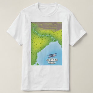 Ganges Indien Karte Reiseplakat T-Shirt