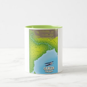 Ganges Indien Karte Reiseplakat Zweifarbige Tasse