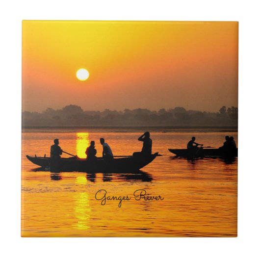 Ganges River, picturesque landscape photo, Fliese (Vorderseite)
