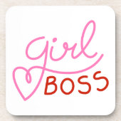 Gängige Girl Boss Rosa Rote Herzen Getränkeuntersetzer (Vorderseite)