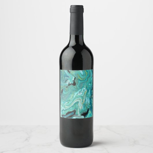 Gangs Back 1 Green Abstrakt Wine Bottle Label Weinetikett (Vorderseite)