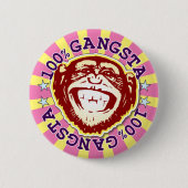Gangsta 100% Funny Funky Monkey Abzeichen Button (Vorderseite)