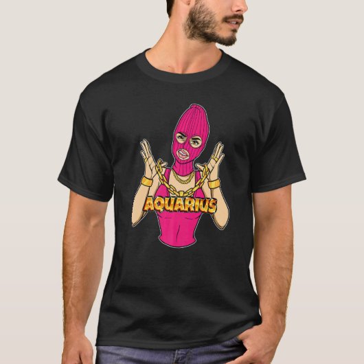 Gangsta Girl Aquarius maskierte Gangster-Frau mit T-Shirt (Vorderseite)