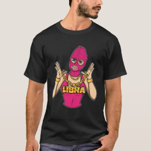 Gangsta Girl Libra Masked Gangster Frau mit Gold T-Shirt