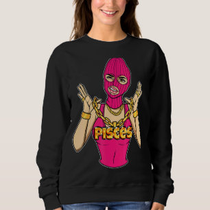 Gangsta Girl Pisces maskierte Gangster-Frau mit Go Sweatshirt