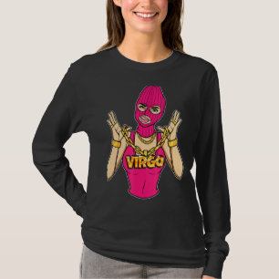 Gangsta Girl Virgo Masked Gangster Frau mit Gold T-Shirt
