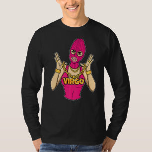 Gangsta Girl Virgo Masked Gangster Frau mit Gold T-Shirt