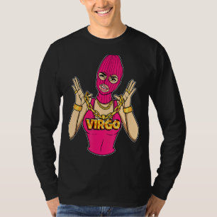 Gangsta Girl Virgo Masked Gangster Frau mit Gold T-Shirt