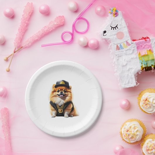 Gangsta Pomeranian - Hip Hop Dog Swag Pappteller (Party)