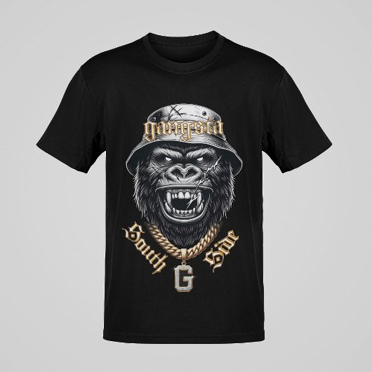 Gangsta South Side Gorilla Laughing Hardcore Style T-Shirt