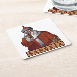 Gangsta-Weihnachtsmann-Unterleger Rechteckiger Pappuntersetzer