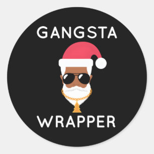 Gangsta Wrapper African American Santa Claus Runder Aufkleber