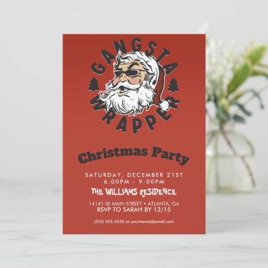 Gangsta Wrapper Einladung (Stehend Vorderseite)