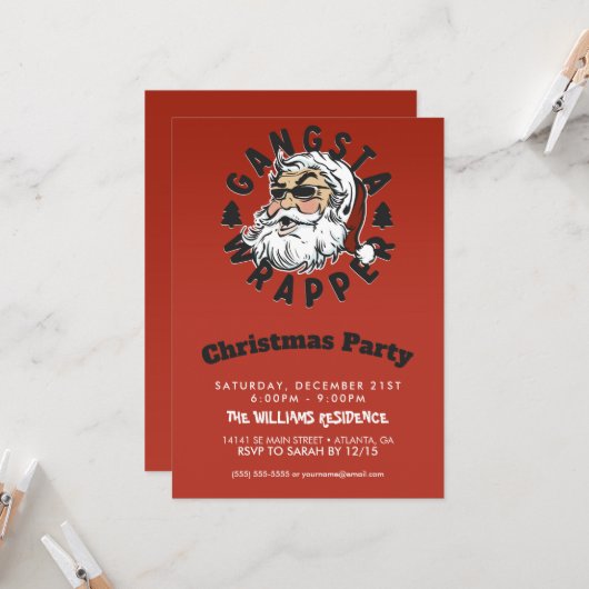 Gangsta Wrapper Einladung (Vorderseite/Rückseite Beispiel)