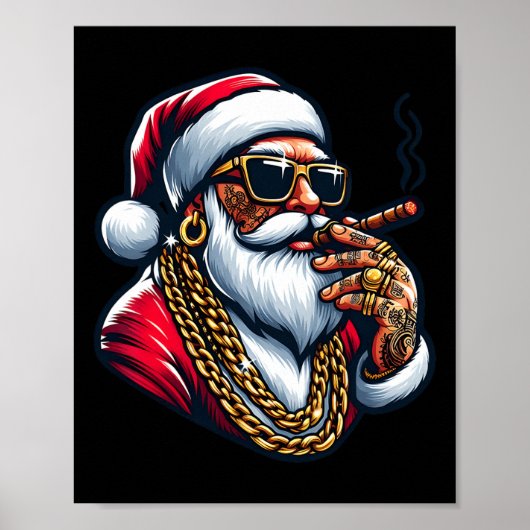 Gangsta Wrapper Funny Cool Santa Gangster Pajama C Poster (Vorne)