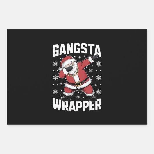Gangsta Wrapper Funny Dabbing Weihnachten Geschenkpapier Set (Vorderseite)
