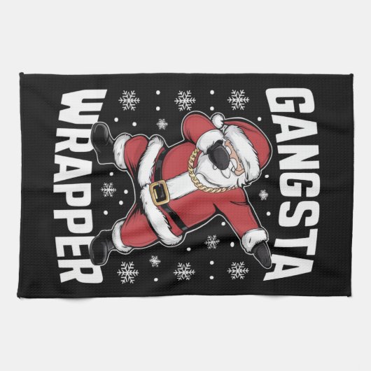 Gangsta Wrapper Funny Dabbing Weihnachten Geschirrtuch (Horizontal)