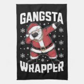 Gangsta Wrapper Funny Dabbing Weihnachten Geschirrtuch (Vertikal)