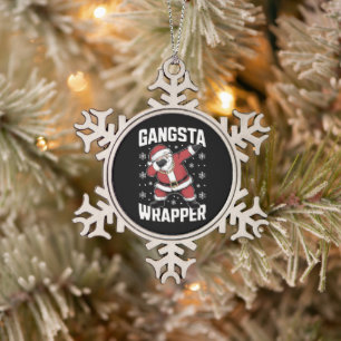 Gangsta Wrapper Funny Dabbing Weihnachten Schneeflocken Zinn-Ornament