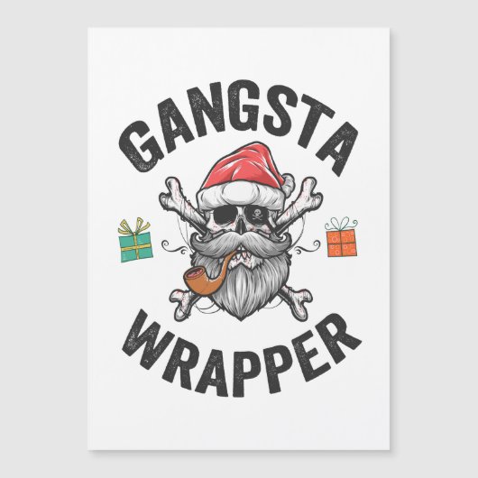 Gangsta Wrapper Funny Weihnachten Weihnachtsgesche Magneteinladung (Vorderseite)
