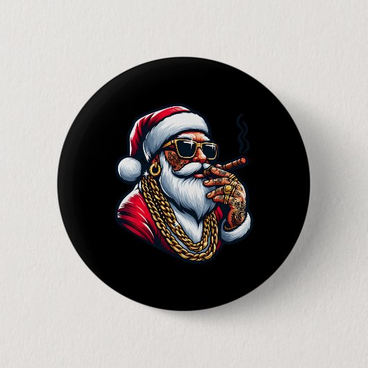 Gangsta-Wrapper Lustig Cooler Santa Gangster-Pyjam Button (Vorderseite)