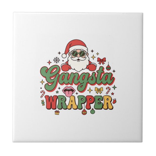Gangsta-Wrapper-Santa-Weihnachten Fliese (Vorderseite)