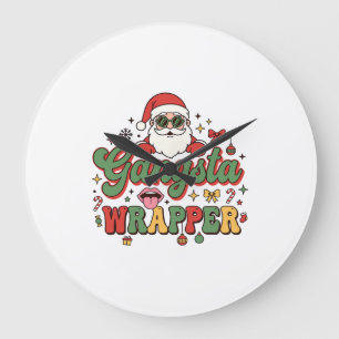 Gangsta-Wrapper-Santa-Weihnachten Große Wanduhr