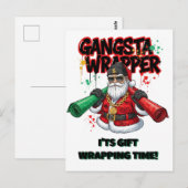 Gangsta Wrapper Santa Weihnachten Postkarte (Vorne/Hinten)