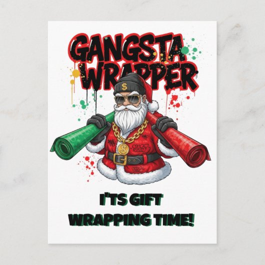 Gangsta Wrapper Santa Weihnachten Postkarte (Vorderseite)