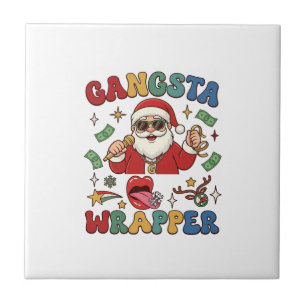 Gangsta Wrapper Weihnachten Santa Mikrofon Geld Fliese