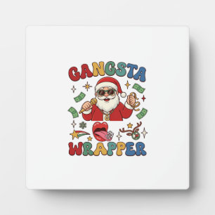 Gangsta Wrapper Weihnachten Santa Mikrofon Geld Fotoplatte