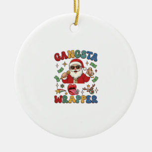 Gangsta Wrapper Weihnachten Santa Mikrofon Geld Keramik Ornament
